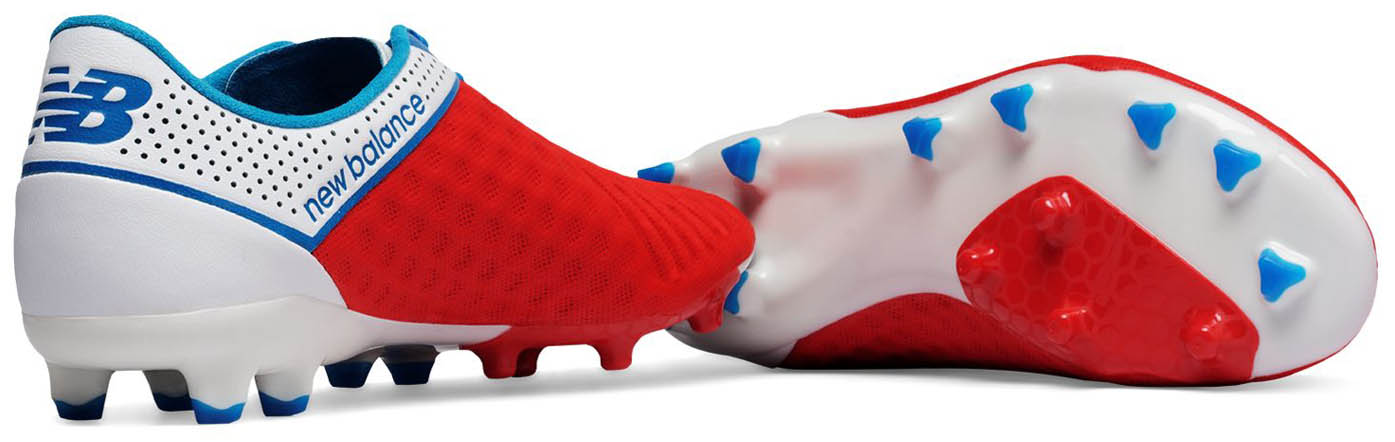 New balance red hot sale white and blue cleats